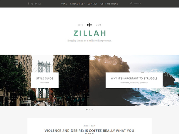 Zillah - A Simple and Elegant Theme for Blogs and Professional Websites