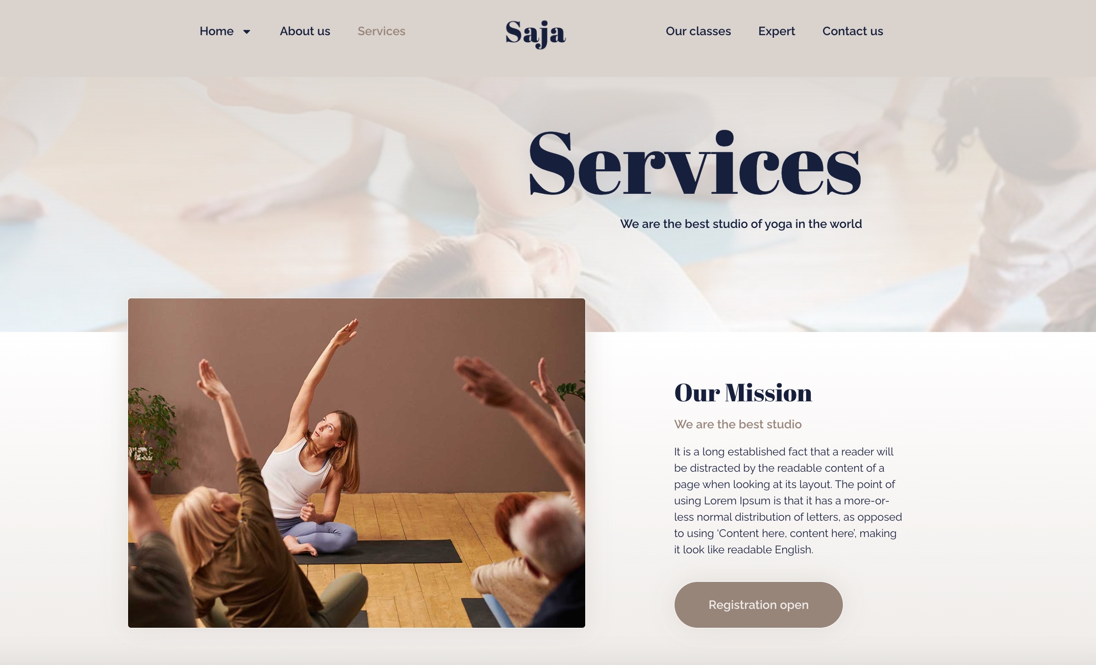 Saja - Page Services WordPress Template Yoga Studio