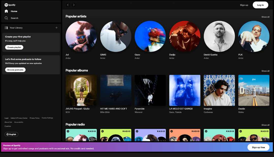 Spotify website using multimedia and video background for user engagement