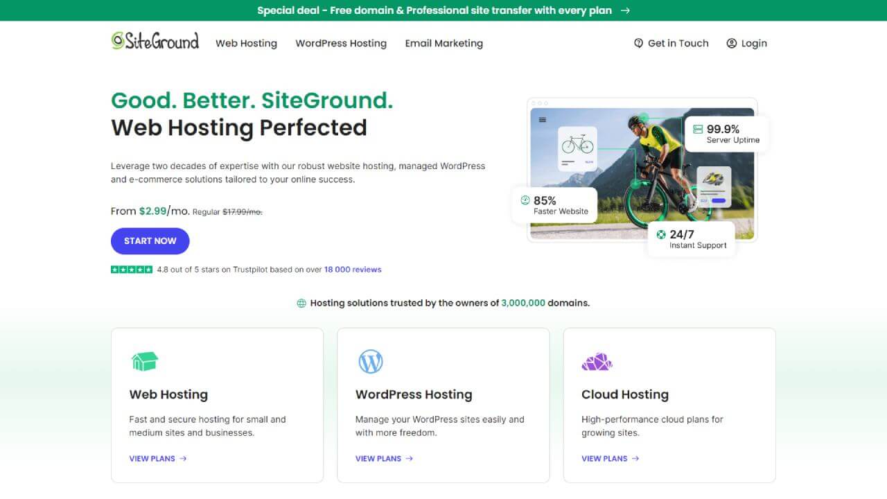 Siteground web hosting provider